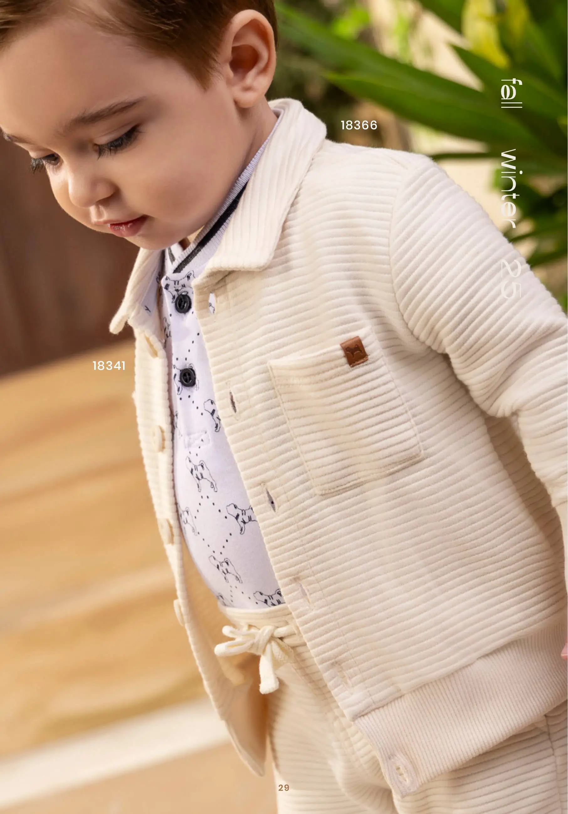 Conjunto Bebê Jaqueta Texturizada Bege, Camisa Estampada e Calça