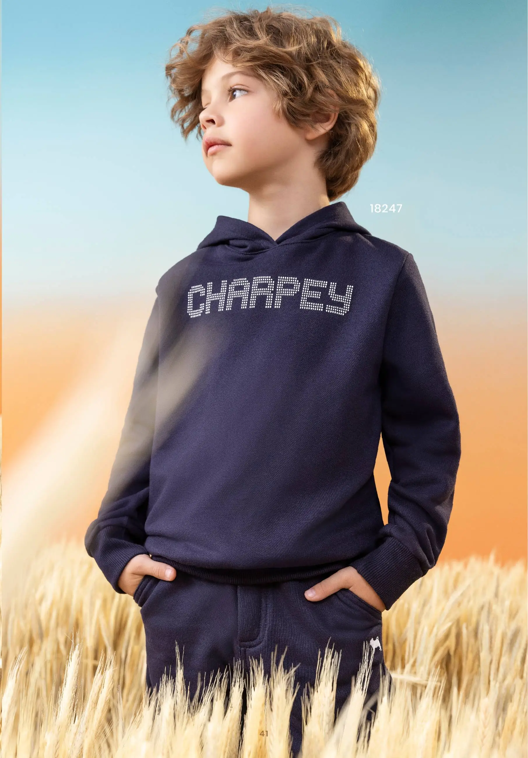 Conjunto Infantil Blusão Branco Manga Azul e Calça