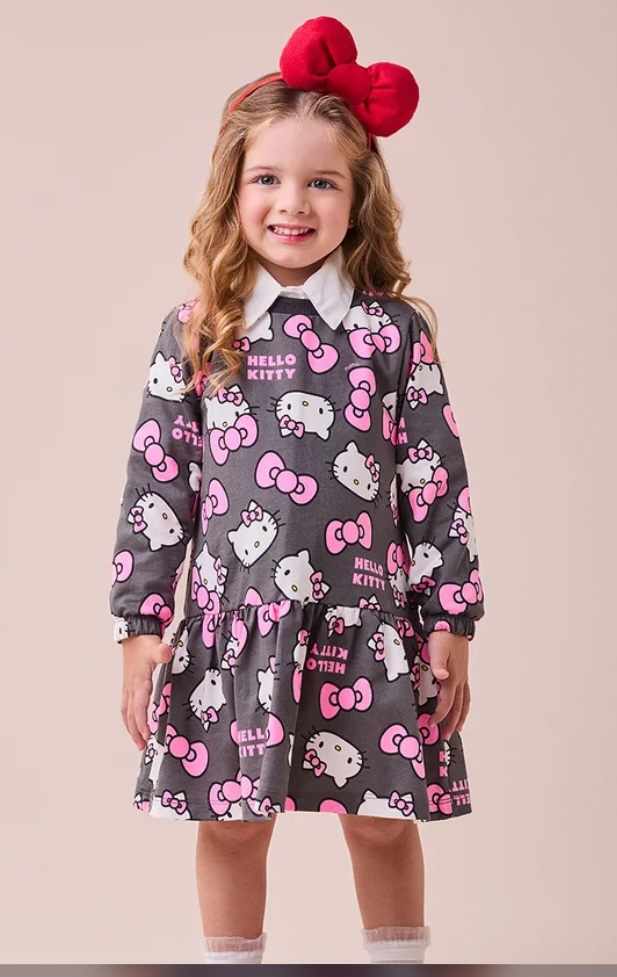 VESTIDO CINZA DA HELLO KITTY