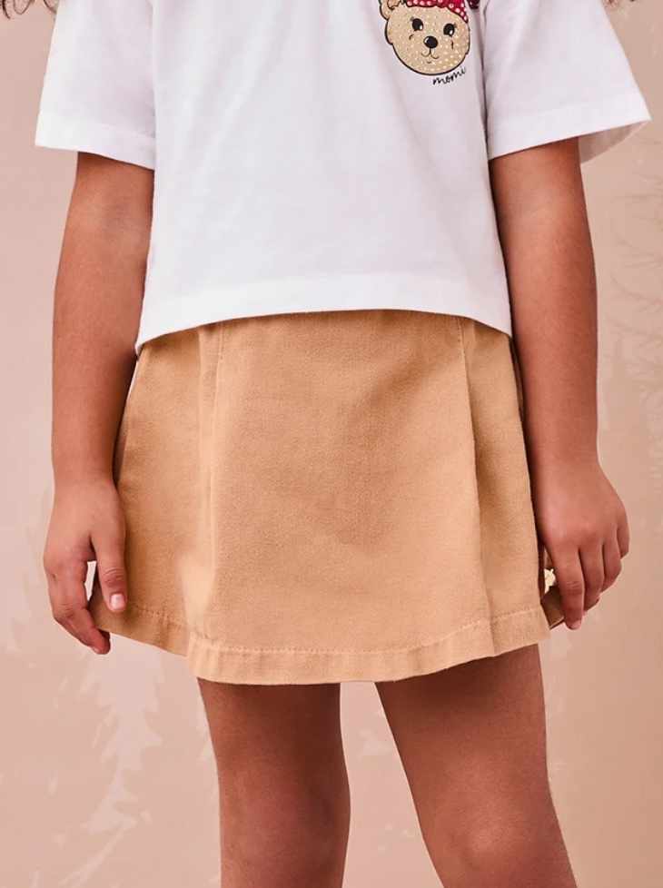 SHORT SAIA DE SARJA COM PREGAS